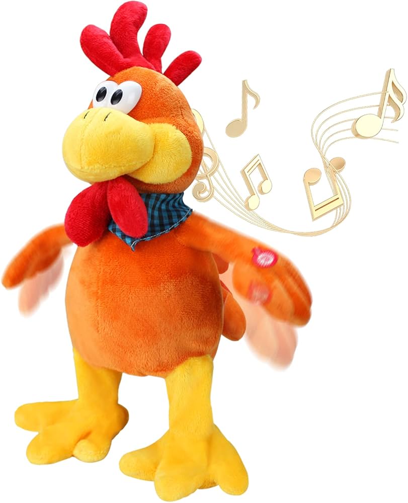 Singing & Dancing Rooster Plush Toy - Funny Screaming Chicken