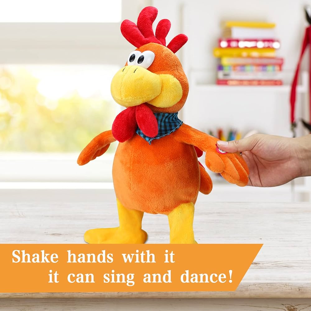 Singing & Dancing Rooster Plush Toy - Funny Screaming Chicken
