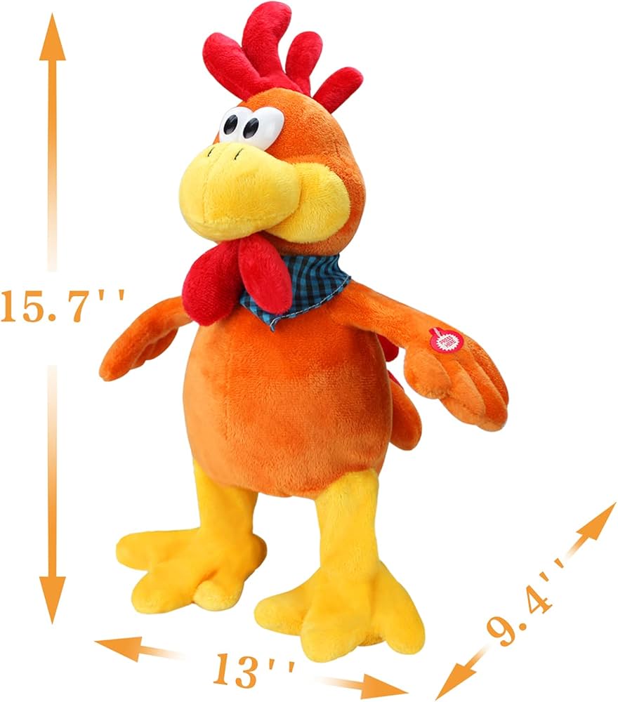 Singing & Dancing Rooster Plush Toy - Funny Screaming Chicken