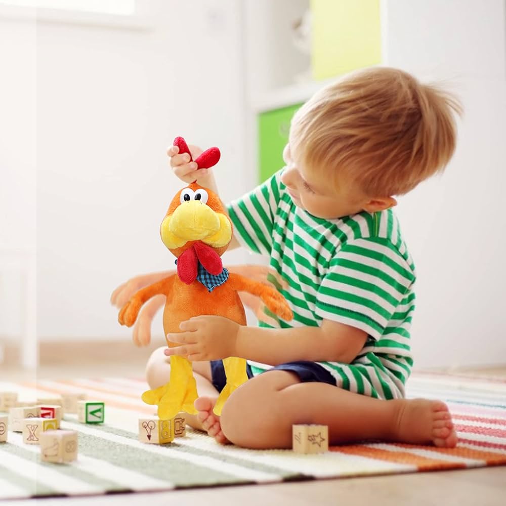 Singing & Dancing Rooster Plush Toy - Funny Screaming Chicken