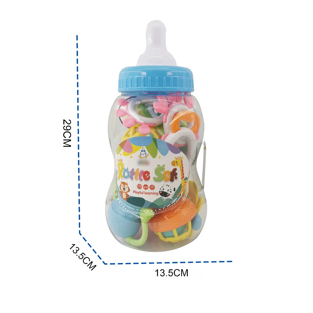 Baby Rattle & Teether Set in Giant Bottle Jar - 11 Pieces