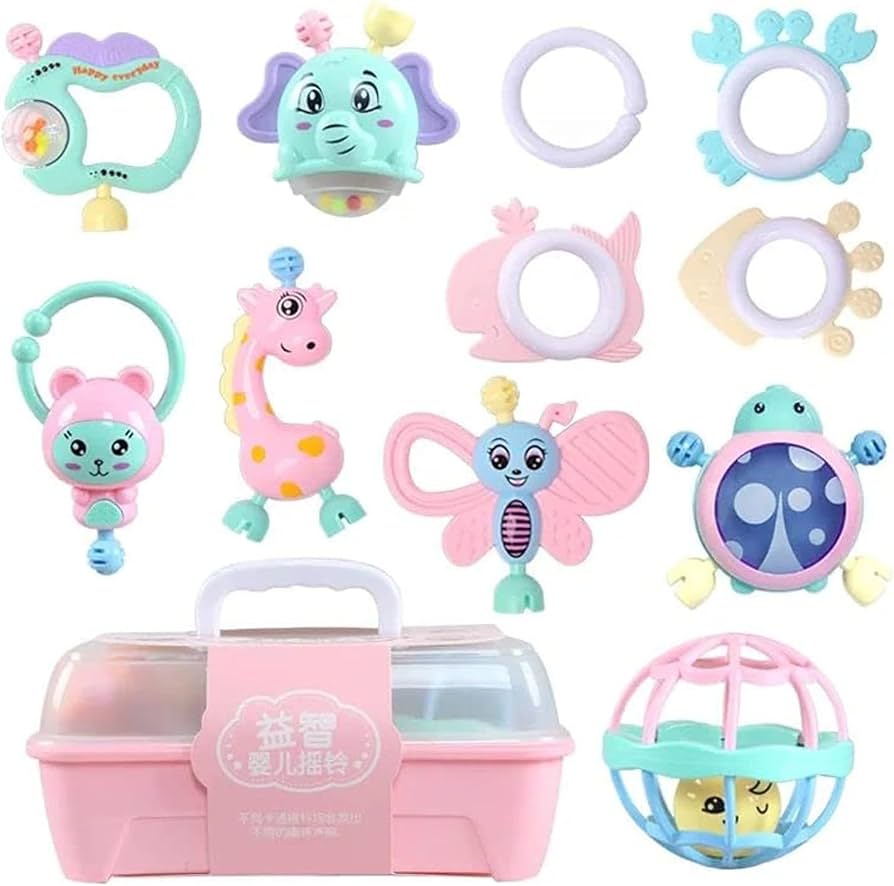 Baby Rattle & Teether Gift Set with Carry Case - 11 Pieces