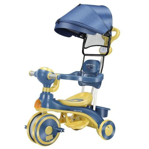 Kids Tricycle with Canopy & Parent Push Handle - Light-Up Wheels