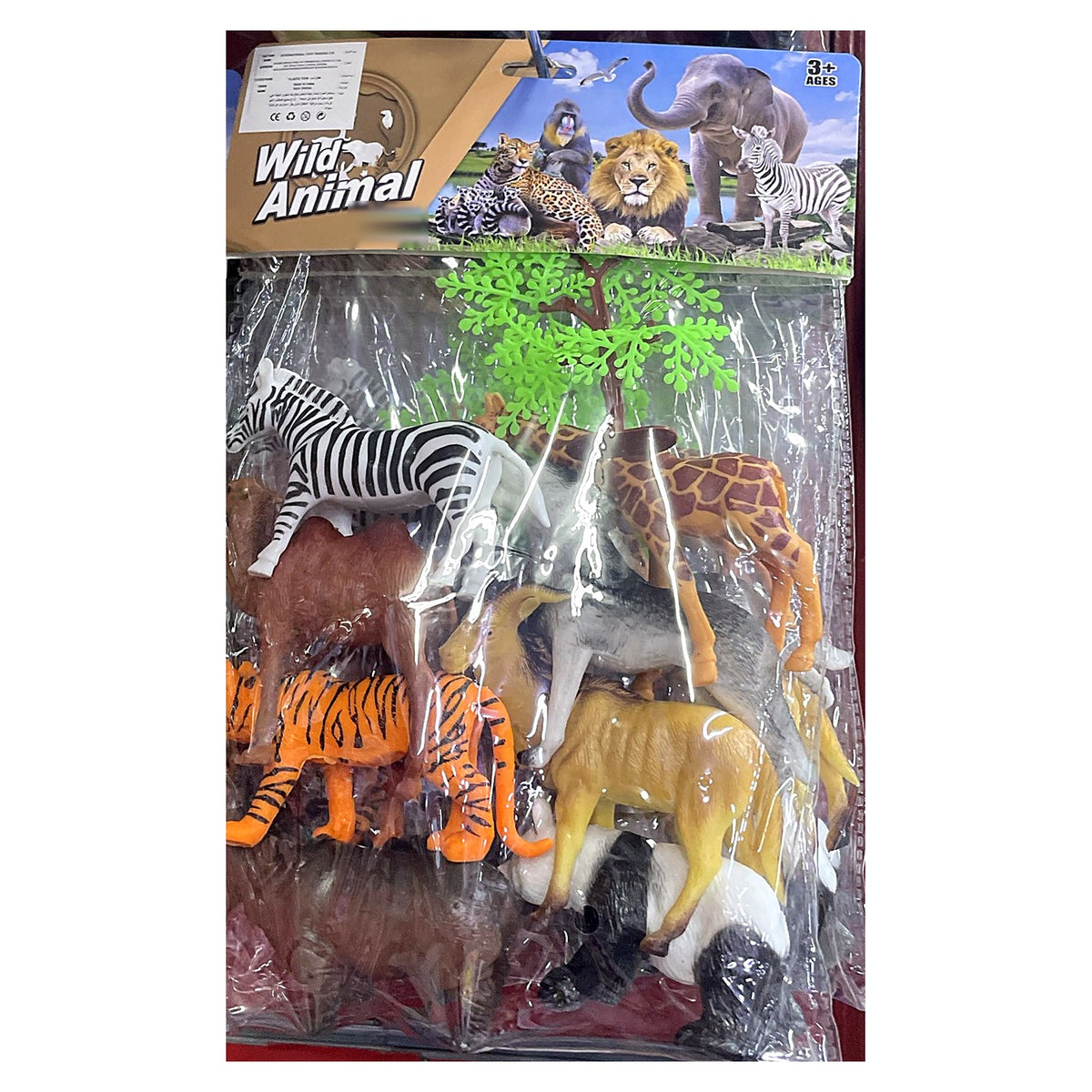 Wild Animal Figures Play Set with Tree - Realistic Safari Toys