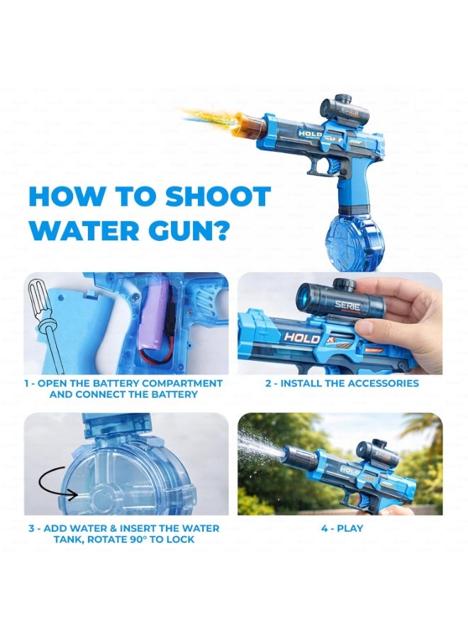 Electric Water Gun with Light-Up Muzzle - Rechargeable Automatic Water Blaster