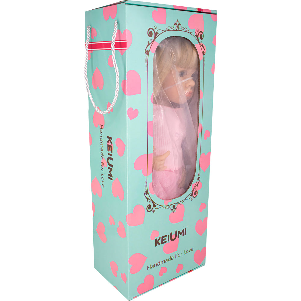 Realistic Baby Girl Doll with Long Hair, Bottle & Pacifier - Gift Box