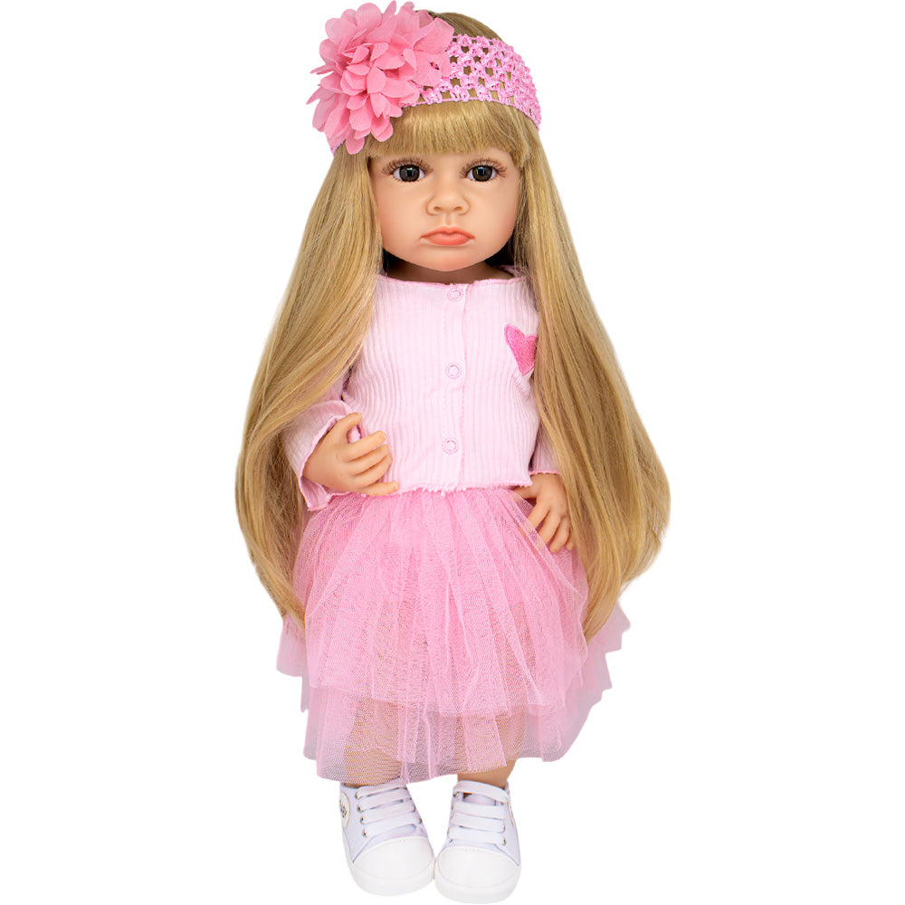 Realistic Baby Girl Doll with Long Hair, Bottle & Pacifier - Gift Box