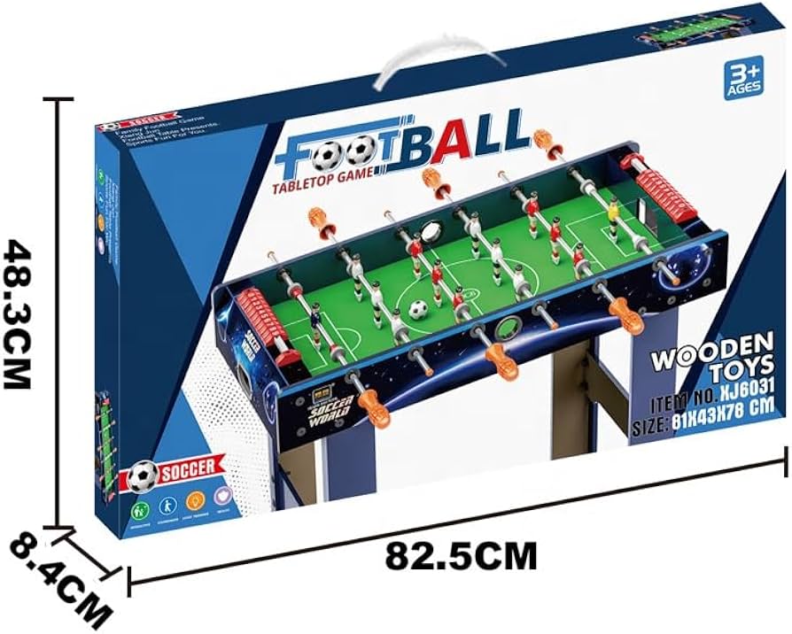 Wooden Football Table with Legs - Large Foosball Game for Kids & Family (81 x 43 x 78 cm)