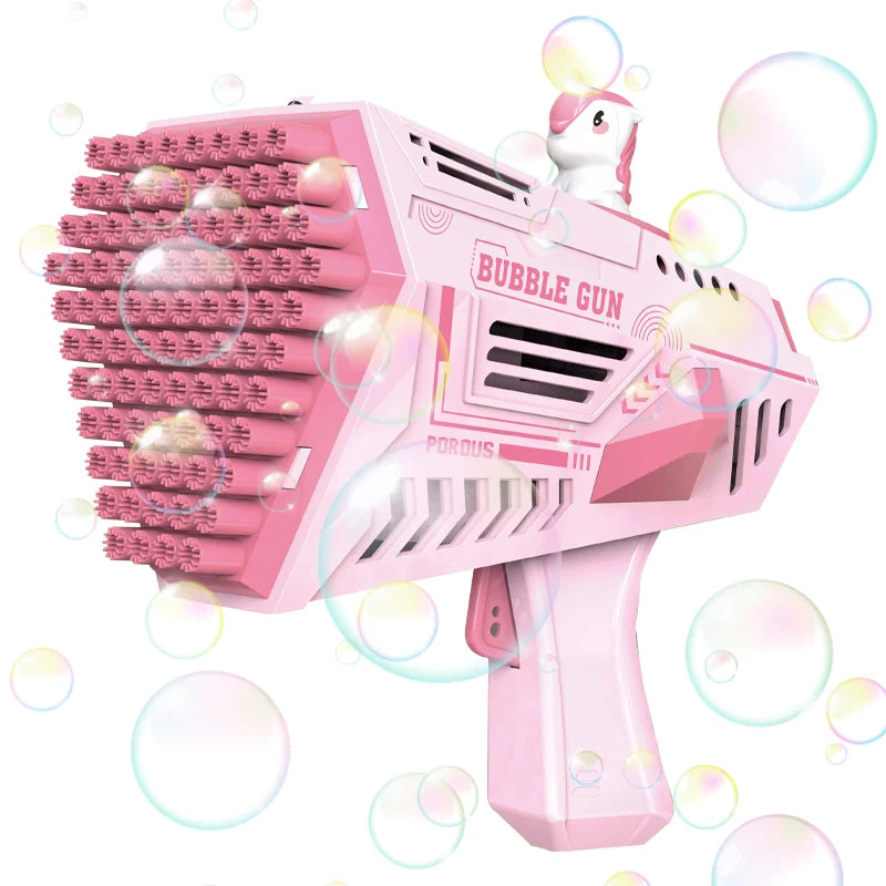 Unicorn Bubble Gun for Kids - Multi-Hole Bubble Machine with Tray