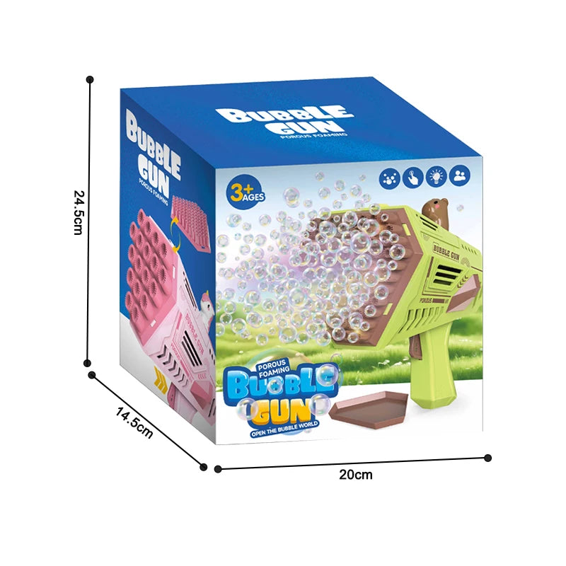 Unicorn Bubble Gun for Kids - Multi-Hole Bubble Machine with Tray