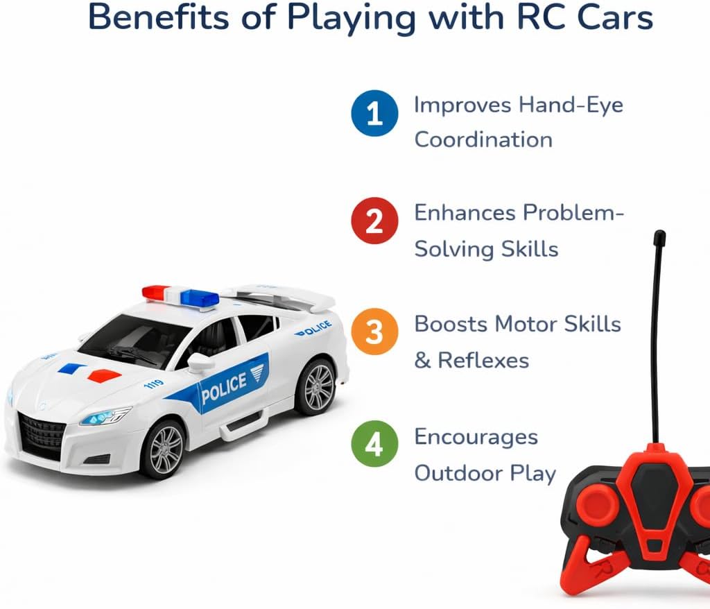 Remote Control Police Car for Kids - RC Sports Car with Remote