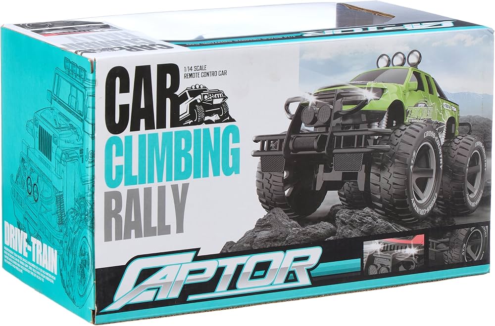 Remote Control Off-Road Jeep-Style Truck 1:14 - Red RC Climbing Car with Roof Lights