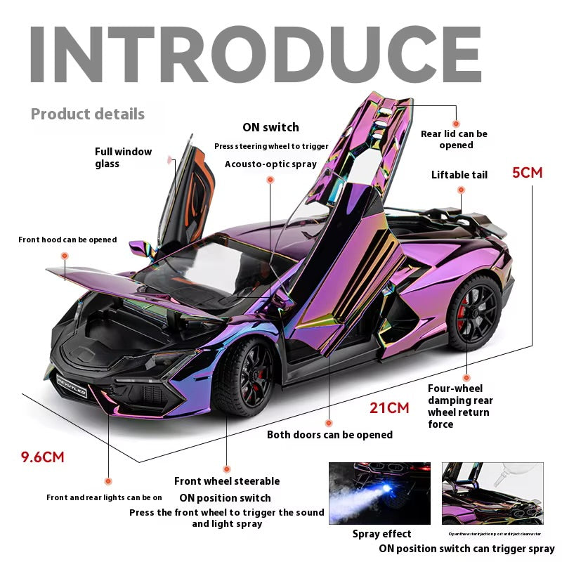 Remote Control Police Super Car - Chrome Purple RC Sports Car with Opening Doors