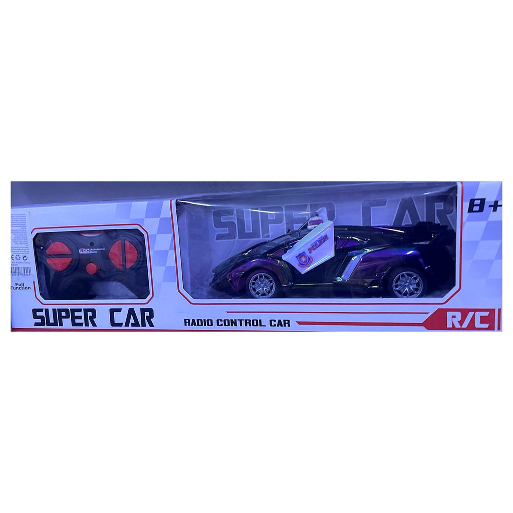 Remote Control Police Super Car - Chrome Purple RC Sports Car with Opening Doors