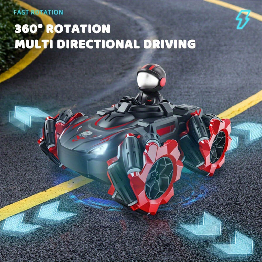 RC Stunt Car with Driver, Mist Spray, Lights & Music - 360° Multi-Directional 2.4G