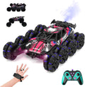 8-Wheel Transforming RC Stunt Car with Gesture Control, Mist Spray, Lights & Music