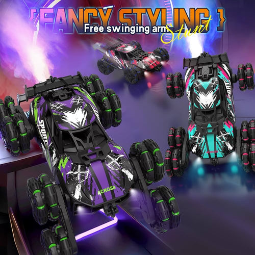 8-Wheel Transforming RC Stunt Car with Gesture Control, Mist Spray, Lights & Music