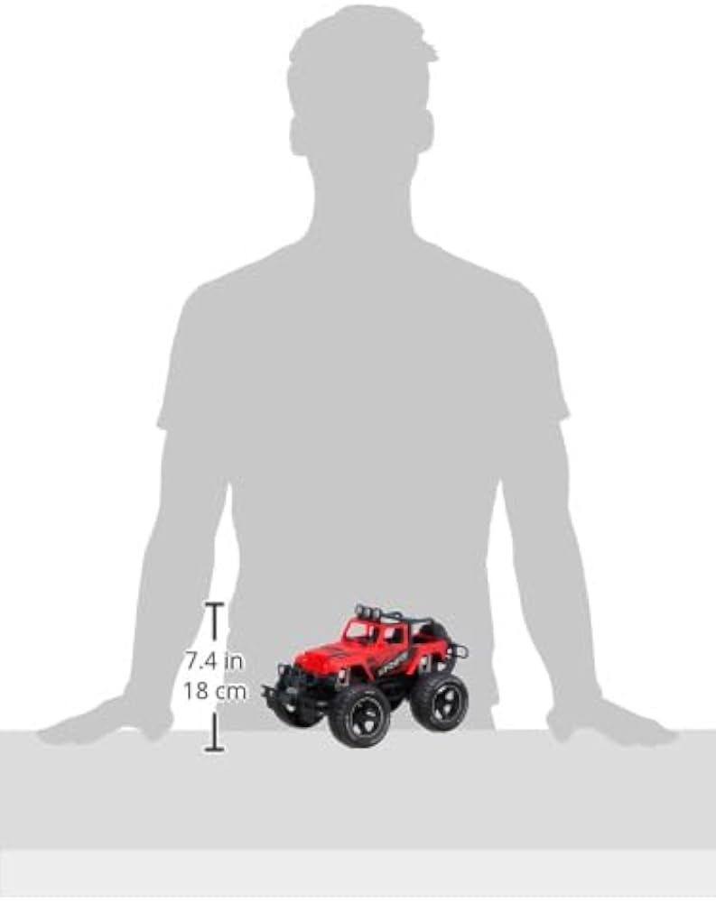 Remote Control Off-Road Jeep-Style Truck 1:14 - Red RC Climbing Car with Roof Lights