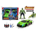 Remote Control Racing Car 1:16 with Green Hero Figure - Rechargeable RC Super Car Set