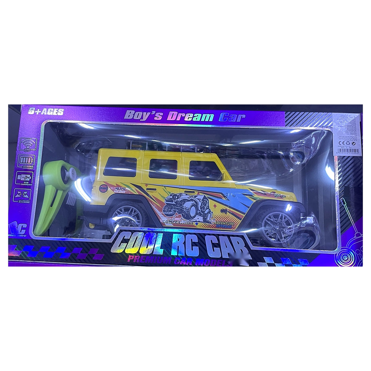 Remote Control Off-Road SUV with Roof Rack - Rechargeable USB, Yellow Adventure RC Car