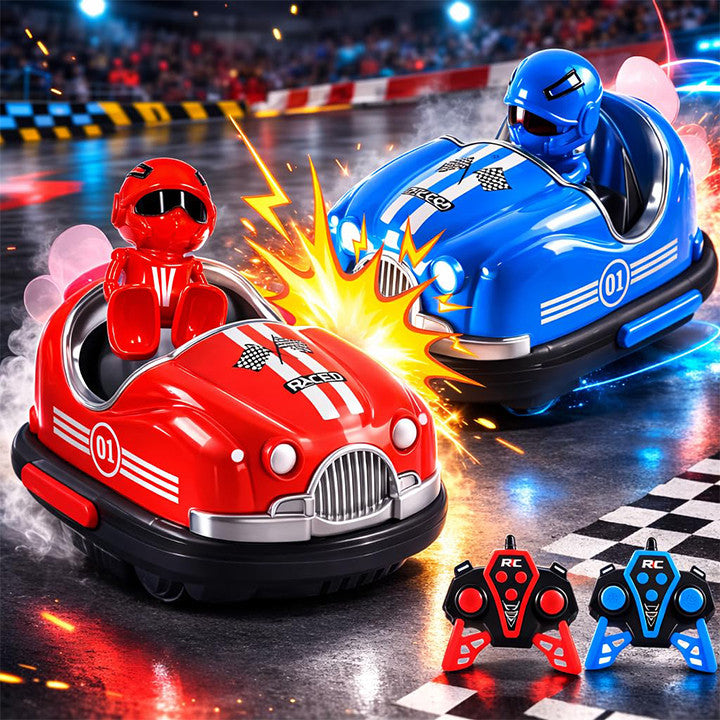 Remote Control Bumper Cars Set - 2 Players Battle with Ejecting Drivers, 2.4G