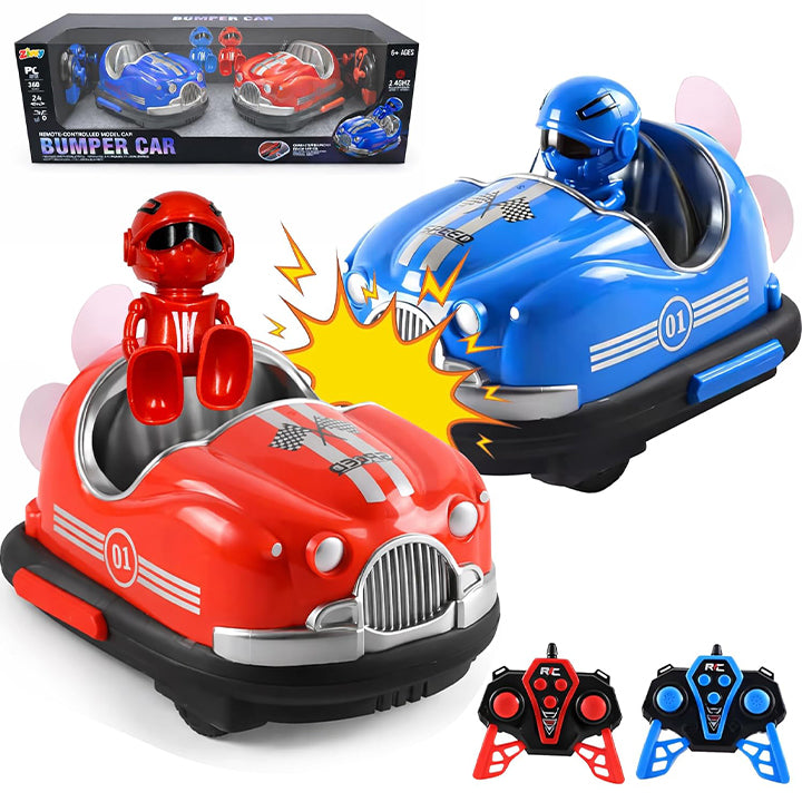 Remote Control Bumper Cars Set - 2 Players Battle with Ejecting Drivers, 2.4G