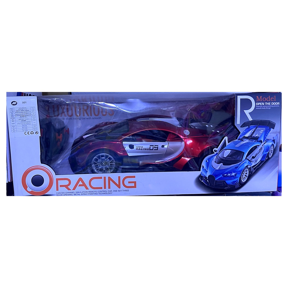 Remote Control Super Car with One-Key Opening Doors, Lights & Mist Spray - 2.4G 6-Channel