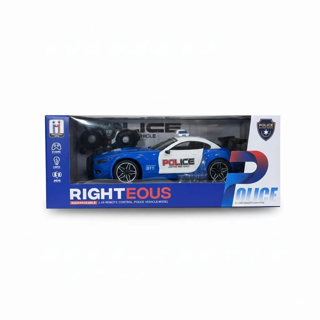 Remote Control Police Sports Car with Opening Doors & Lights - Rechargeable 2.4G RC Police Car