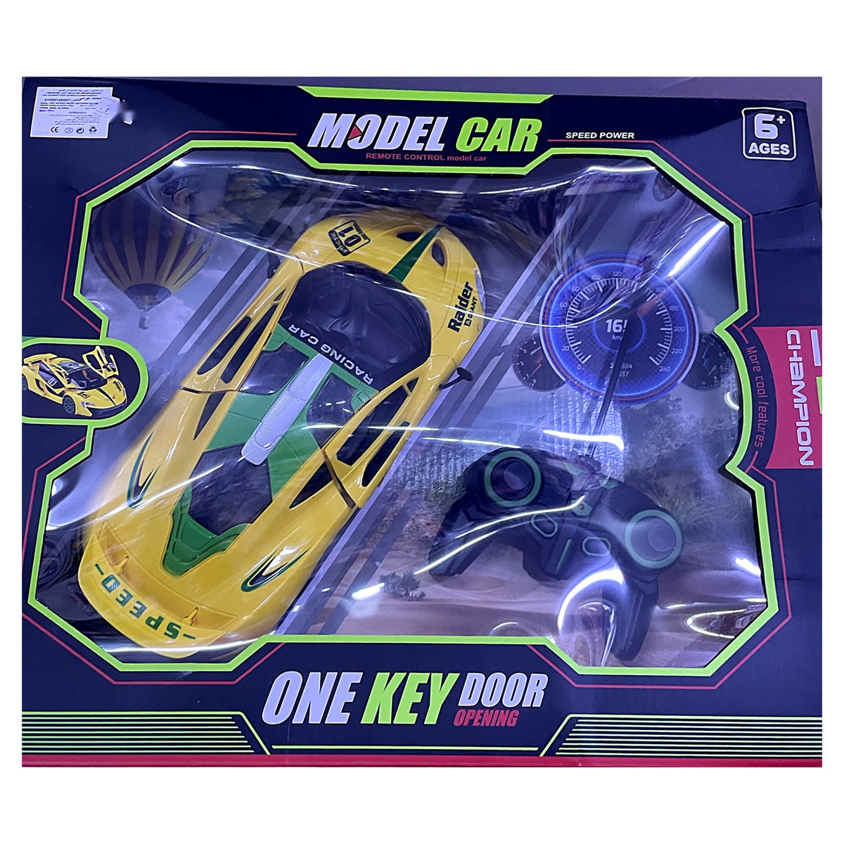 Remote Control Racing Car with One-Key Door Opening - Yellow RC Super Car