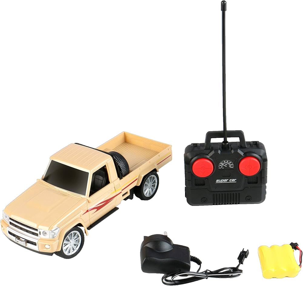 Remote Control Pickup Truck 1:20 with Rechargeable Battery - Beige RC Pickup with Spare Tire