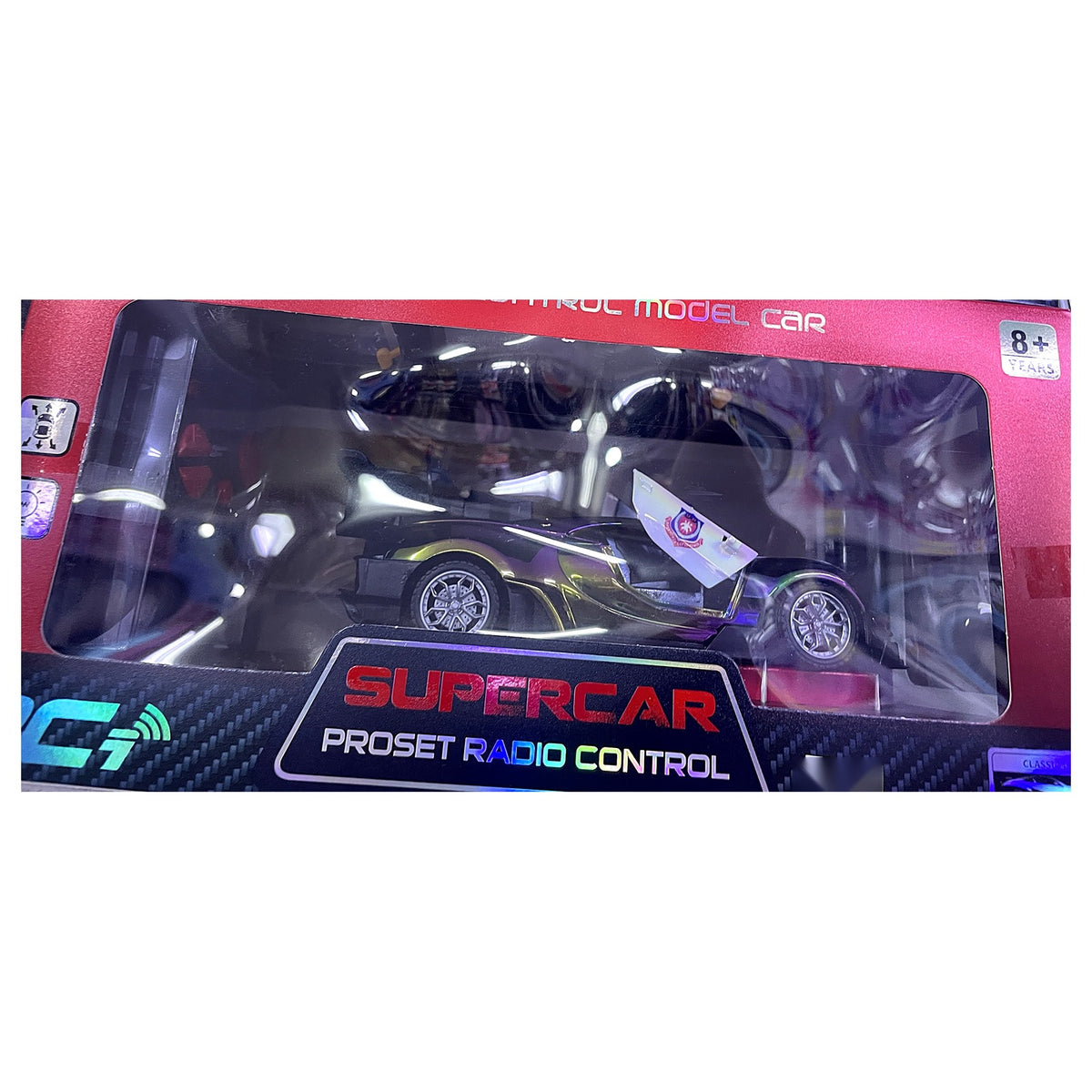 Remote Control Chrome Police Super Car with Opening Doors & Lights - Rainbow Finish RC Car