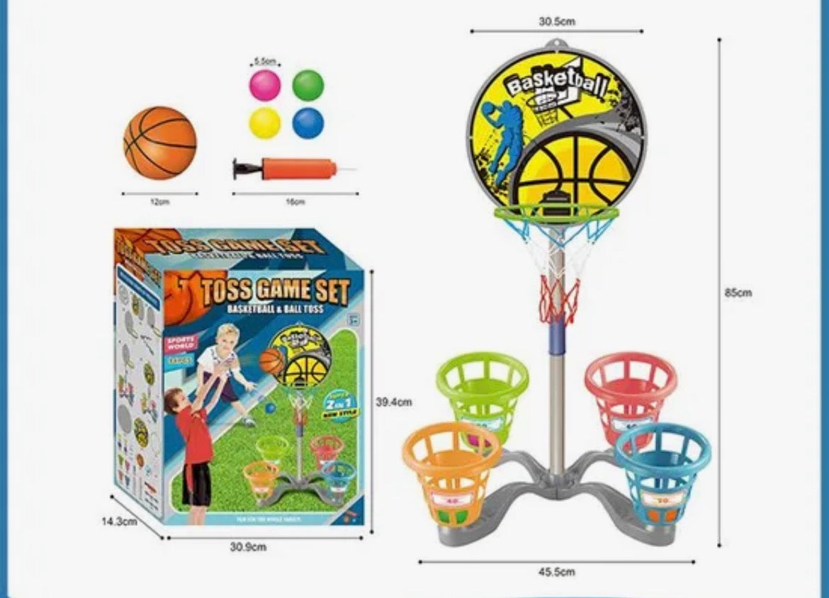 2-in-1 Basketball Hoop & Ball Toss Game Set for Kids