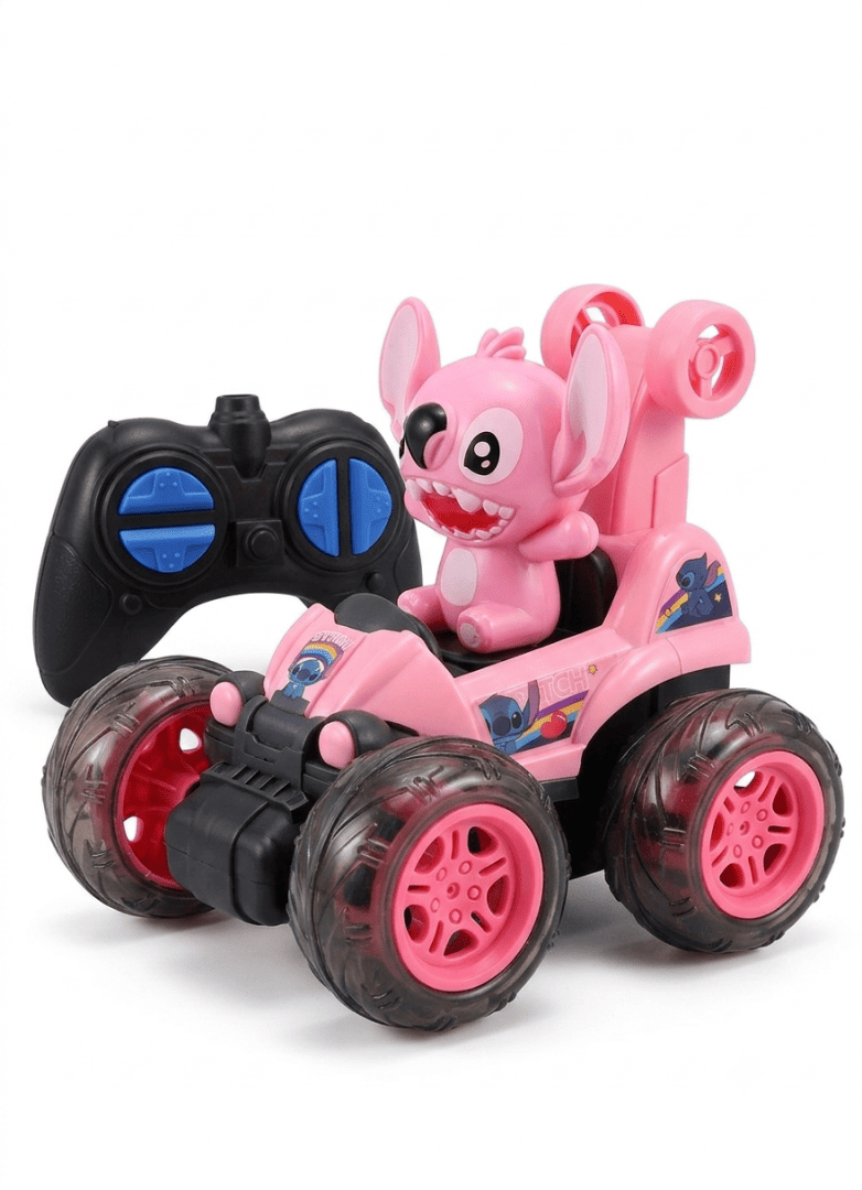Pink RC Stunt Car with Cute Character Driver – 360° Rotation