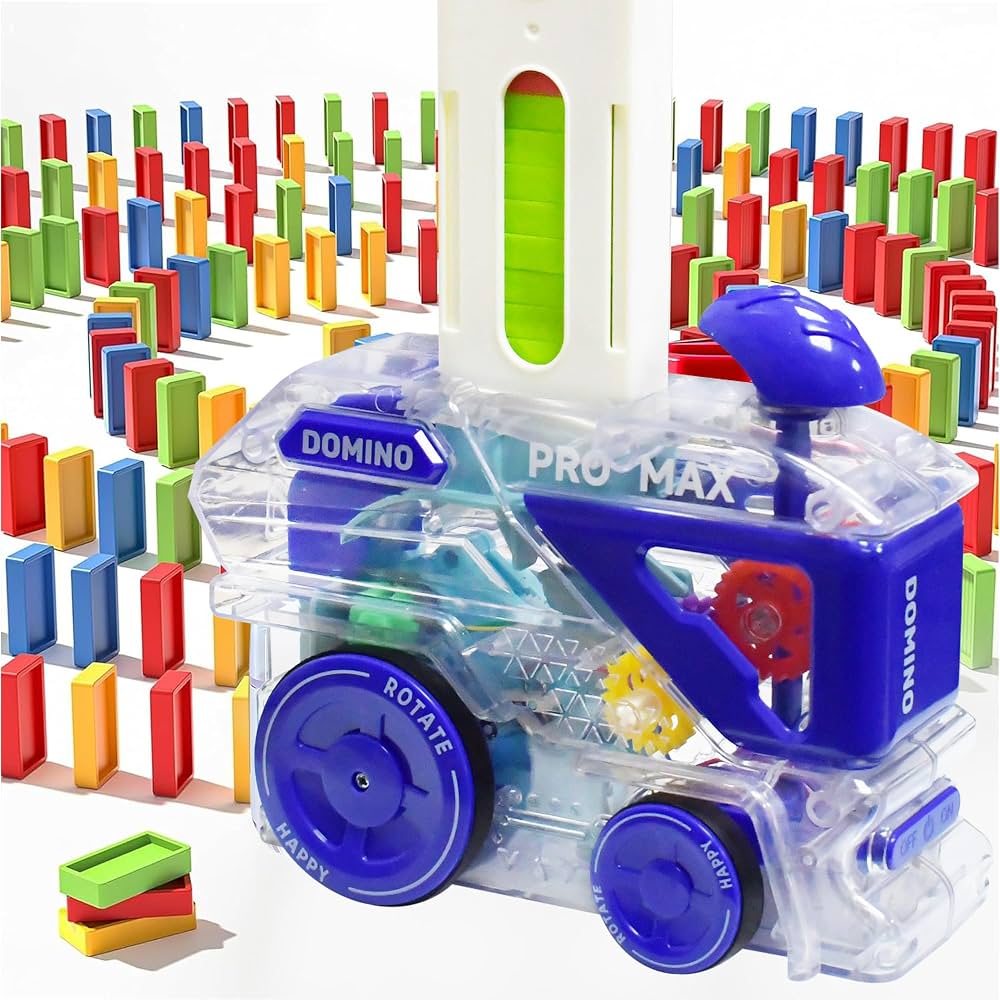 Automatic Domino Train Set with Colorful Dominoes