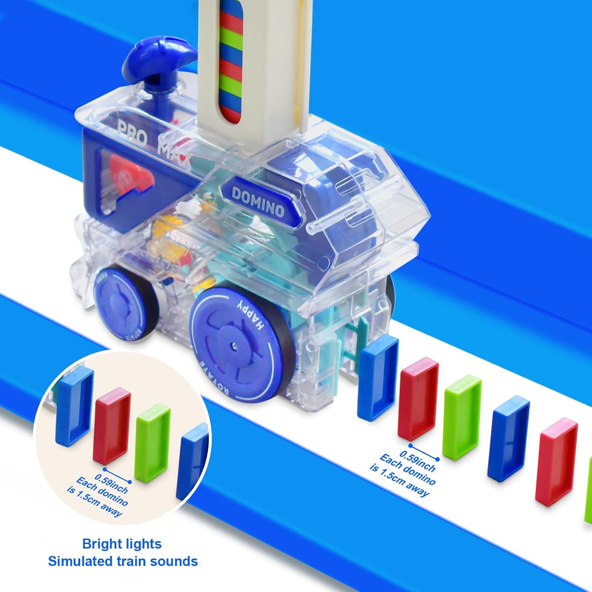 Automatic Domino Train Set with Colorful Dominoes
