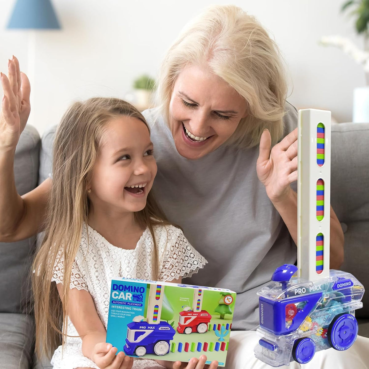 Automatic Domino Train Set with Colorful Dominoes