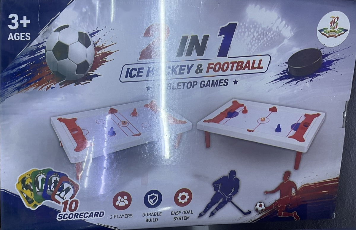 2-in-1 Tabletop Ice Hockey & Football Game