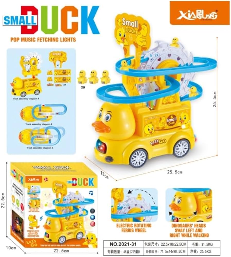 Climbing Ducks Slide Track with Ferris Wheel, Lights & Music