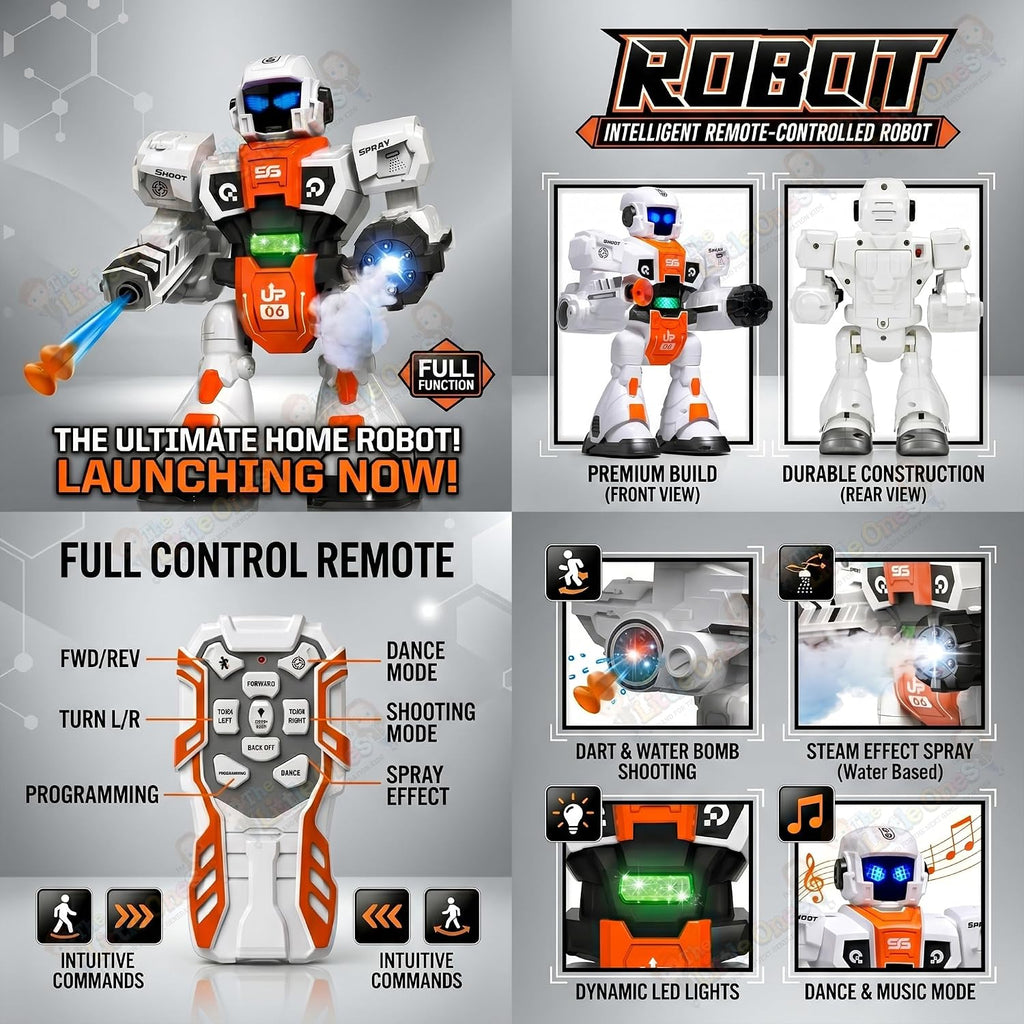Multifunctional RC Robot with Dart Shooter, Water Bomb & Mist Spray