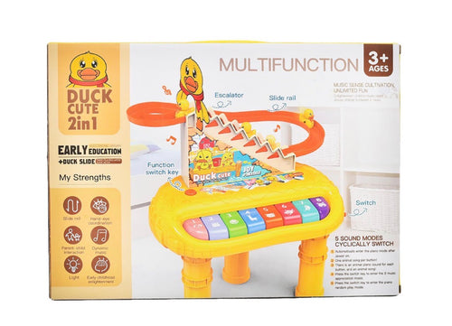 2-in-1 Duck Slide & Piano Table with Lights & Music