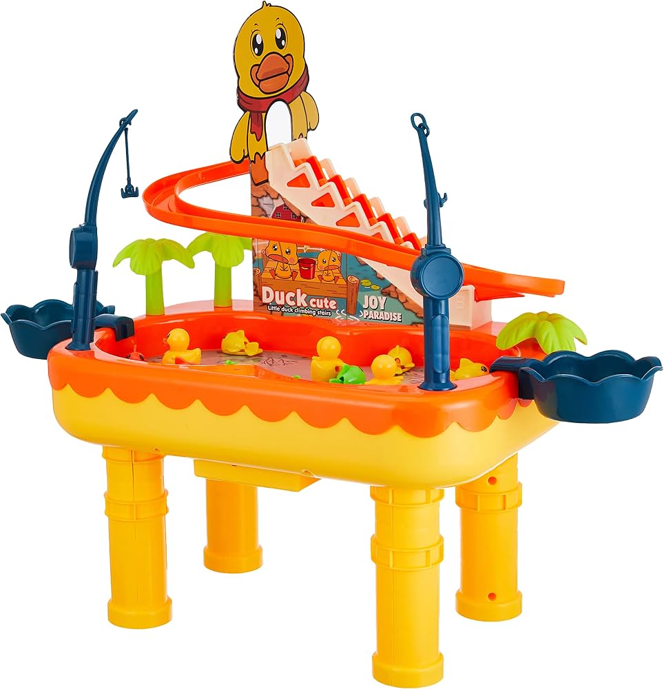 2-in-1 Duck Slide & Magnetic Fishing Water Table