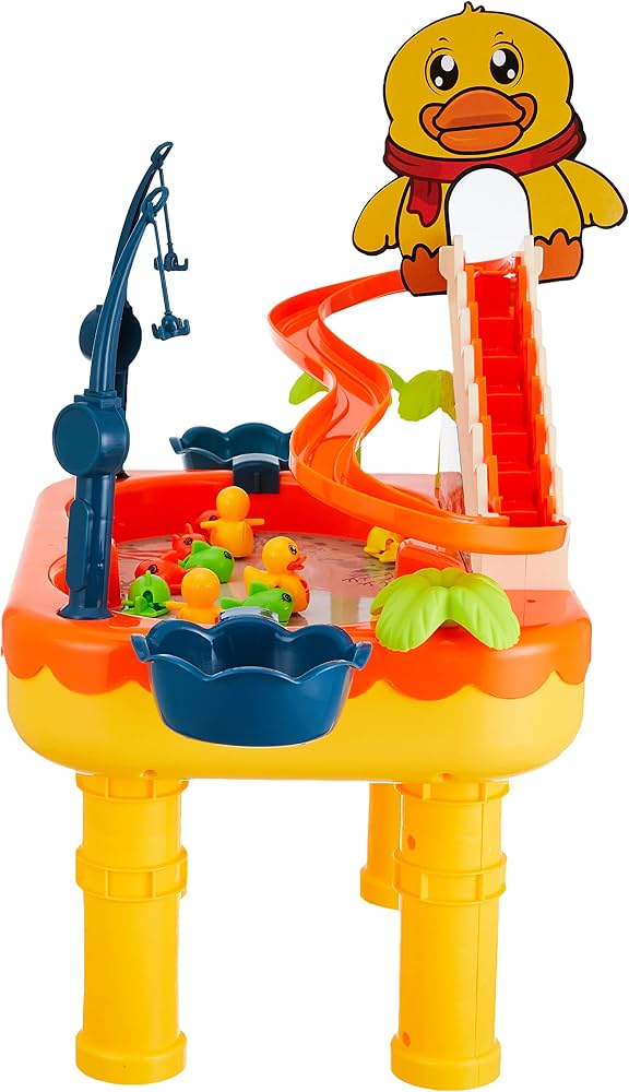 2-in-1 Duck Slide & Magnetic Fishing Water Table
