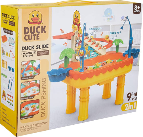 2-in-1 Duck Slide & Magnetic Fishing Water Table