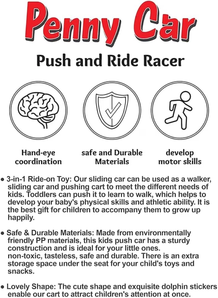 Toddler Ride-On Push Car with Walker Handle