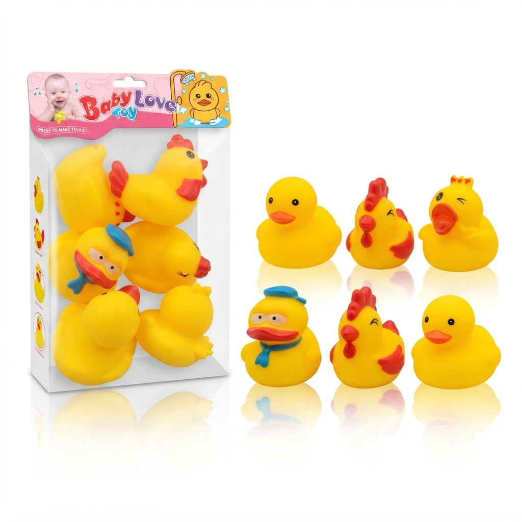 Squeaky Bath Ducks & Chicks – 6 Pieces