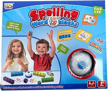 Spelling Word Blocks Game with Picture Cards & Timer