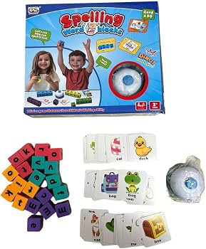 Spelling Word Blocks Game with Picture Cards & Timer