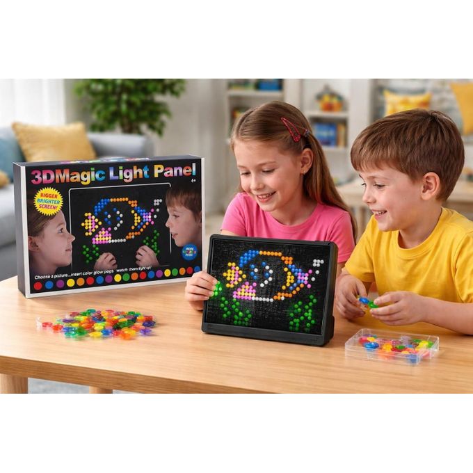 3D Magic Light Panel with Glowing Pegs & Pattern Cards