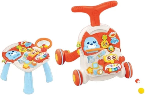 2-in-1 Baby Walker & Activity Table – Teddy Bear