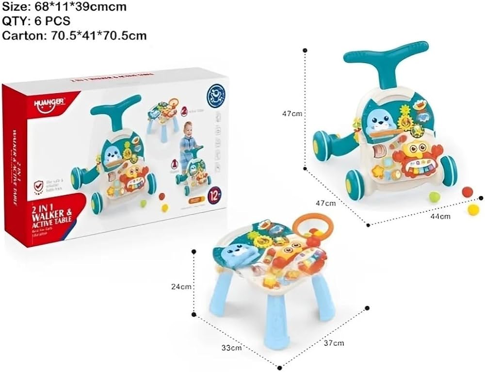 2-in-1 Baby Walker & Active Table – Seal & Crab
